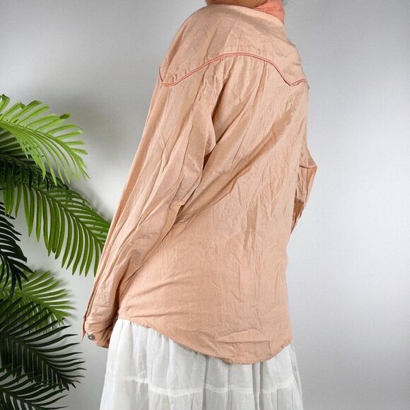 Vintage 90s Wrangler Pink Floral Plaid Cottagecore Western Button Up Shirt / S/M - Picture 2 of 6